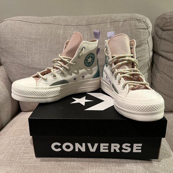 Converse Chuck Taylor All Star Lift Platform Colorblock Overlay Sneakers Size 6 - Picture 2 of 5